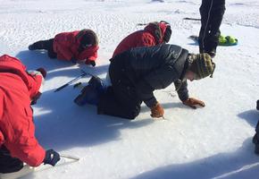 Sea Ice Training: digging anchors into the sea ice